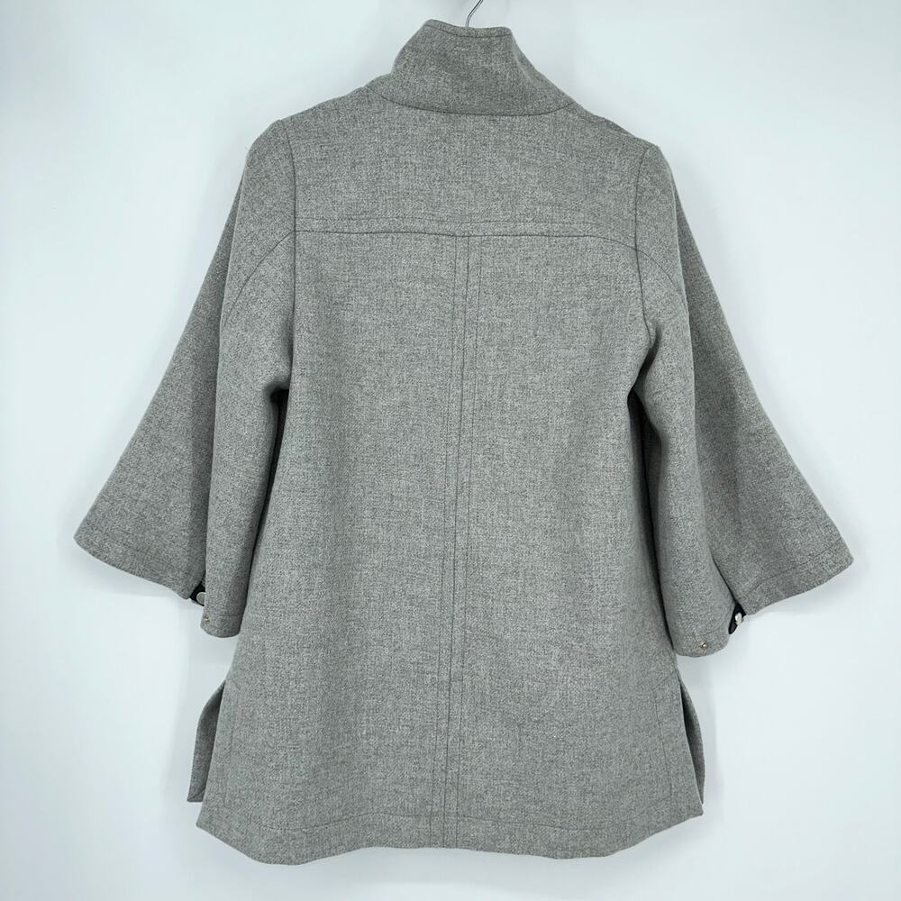 ZARA Wool Blend Cape Coat Buckle Poncho Jacket Funnel Neck Gray - Picture 10 of 13